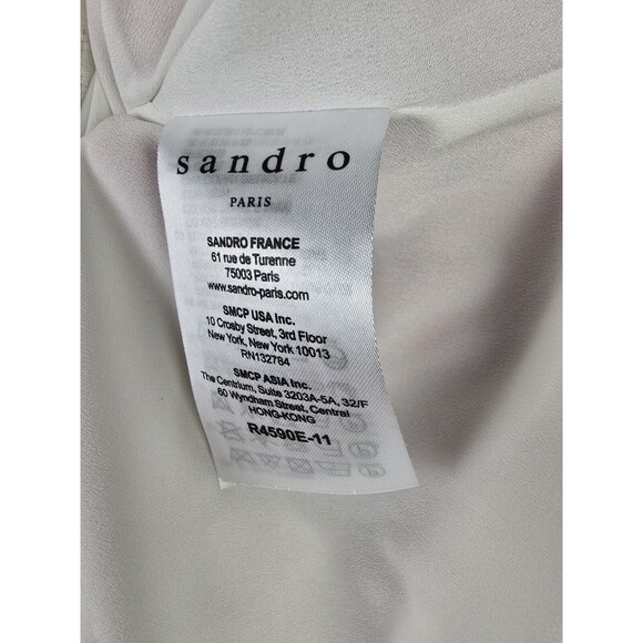 Sandro Paris Dress Womens M White Keyhole Coquette A-Line Peek A Boo Crochet - Picture 5 of 16